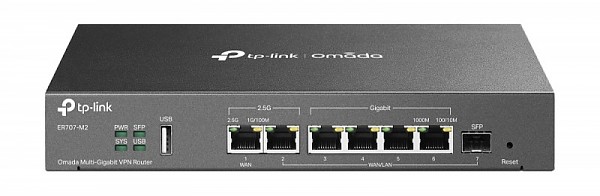 Gigabit VPN Router Omada, 2x 2.5G, 4x 10/100/1000 RJ-45, 1 SFP slots, desktop (TP-Link ER707-M2) 