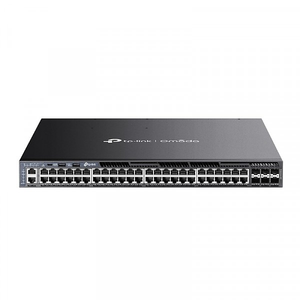 Managed switch, 48x 10/100/1000 RJ-45, 6 slide-in SFP+ 10G slot, PoE+, 19" (TP-Link SG6654XHP) 