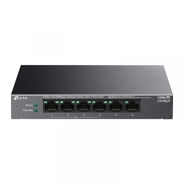 Unmanaged switch,  6x 10/100 RJ-45, PoE+, desktop (TP-Link LS106LP) 