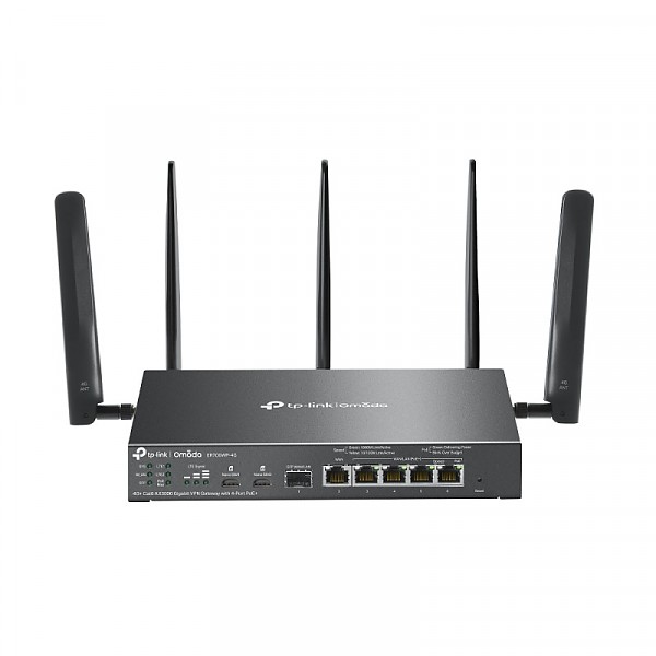 3000Mbps Wireless gigabit VPN Router Omada, 5x 10/100/1000 RJ-45, 1 SFP slots, PoE+, desktop (TP-Link ER706WP-4G) 