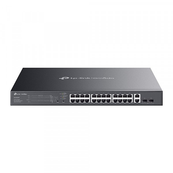 TP-Link ES228GMP, Managed switch,  26x 10/100/1000 RJ-45, 2 slide-in SFP, PoE+, 19"