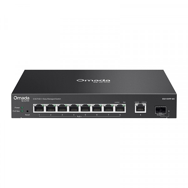 Managed switch,  8x 2,5G, 2 slide-in 10G SFP+ slot, PoE++, 19" (TP-Link ES210XPP-M2) 
