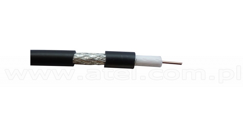 Wide range Roadblock Commercial Coaxial cable RG6 Cu, 75ohm, black, 100m, Wave Cables