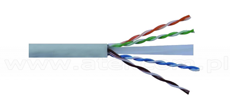 Cable U/UTP, cat.6, grey, 4x2x24 AWG, 305m, stranded (Wave Cables)