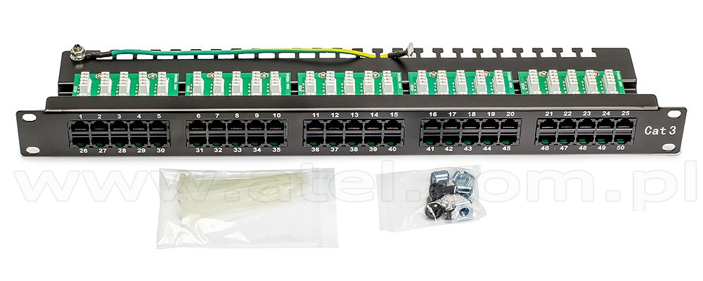 Patch panel 50 port UTP cat. 3 1U 19